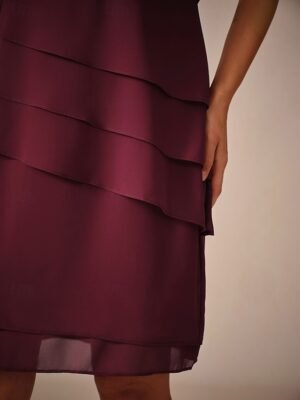Elegant Loose Plain Short Sleeve Chiffon Midi Dress - Image 5