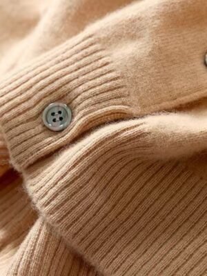 Elegant Loose Pure Colour Crew Neck Long Sleeve Cardigan - Image 9