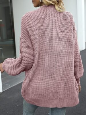 Elegant Loose Pure Colour Open Front Long Sleeve Cardigan - Image 19