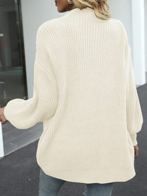 Elegant Loose Pure Colour Open Front Long Sleeve Cardigan - Image 9
