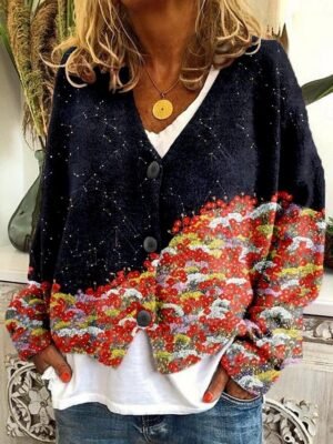 Elegant Loose Pure Colour V Neck Long Sleeve Regular Cardigan - Image 8