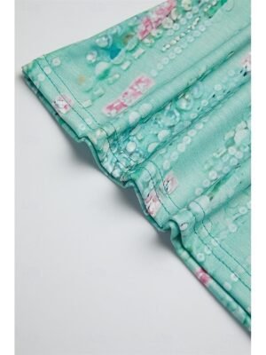 Elegant Loose Sequin Floral Keyhole Neck Three-Quarter Sleeve Blouse - Image 16