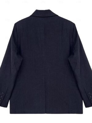Elegant Loose Solid Notch Lapel Long Sleeve Blazer - Image 11