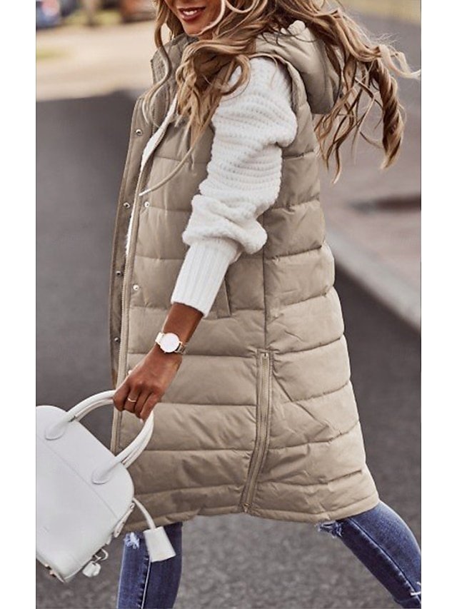 Elegant Loose Solid Turndown Sleeveless Long Vest - Image 1