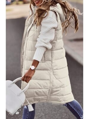 Elegant Loose Solid Turndown Sleeveless Long Vest - Image 3