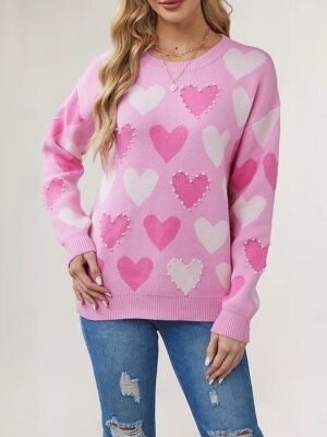 Elegant Loose Solid V Neck Long Sleeve Regular Pullover - Image 1