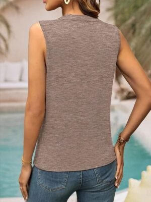 Elegant Loose Textured V Neck Sleeveless Summer Camisole - Image 2