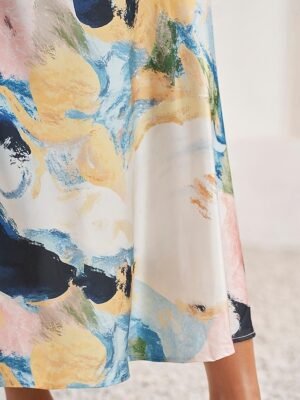 Elegant Loose Tie Dye V Neck Short Sleeve Maxi Dress - Image 11