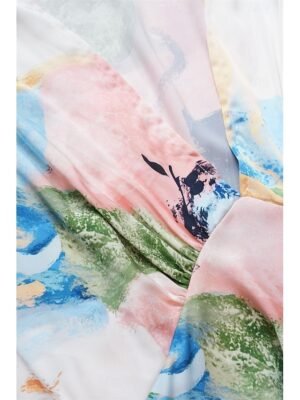 Elegant Loose Tie Dye V Neck Short Sleeve Maxi Dress - Image 18