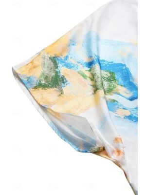 Elegant Loose Tie Dye V Neck Short Sleeve Maxi Dress - Image 19