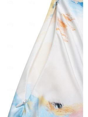 Elegant Loose Tie Dye V Neck Short Sleeve Maxi Dress - Image 20