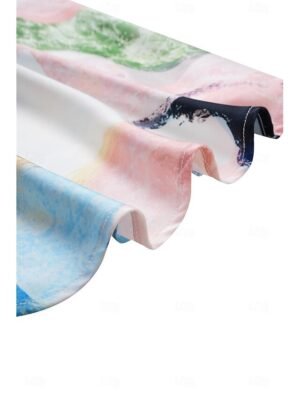 Elegant Loose Tie Dye V Neck Short Sleeve Maxi Dress - Image 22