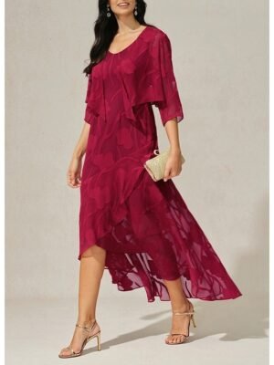 Elegant Maxi Floral U Neck Sleeveless Ruffle Dress - Image 12