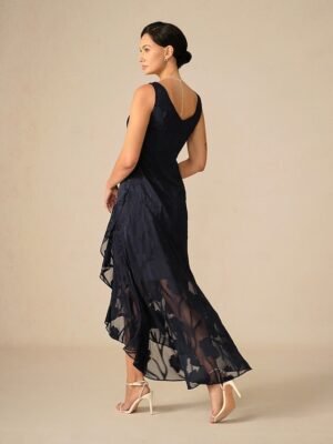 Elegant Maxi Floral U Neck Sleeveless Ruffle Dress - Image 4