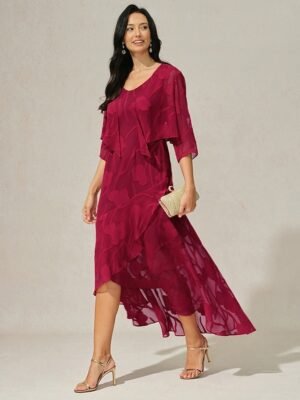 Elegant Maxi Floral U Neck Sleeveless Ruffle Dress - Image 7