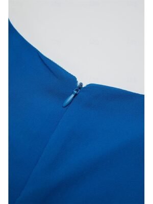 Elegant Midi Solid Ruffle Crew Neck Short Sleeve Dress - Image 16