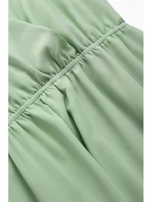 Elegant Midi V Neck Short Flounce Sleeve Chiffon Wedding Guest Dress - Image 20