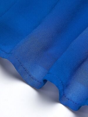 Elegant Midi V Neck Short Flounce Sleeve Chiffon Wedding Guest Dress - Image 27