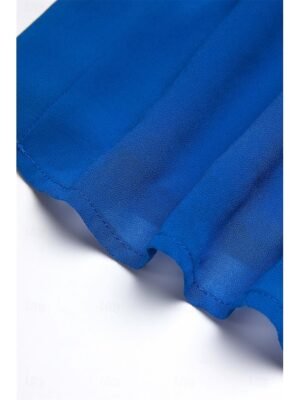 Elegant Midi V Neck Short Flounce Sleeve Chiffon Wedding Guest Dress - Image 40