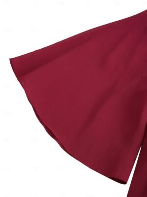 Elegant Non-Stretch Sequin Overlay Round Neck Three-Quarter Split Sleeve Knee-Length Midi Dress - Image 6