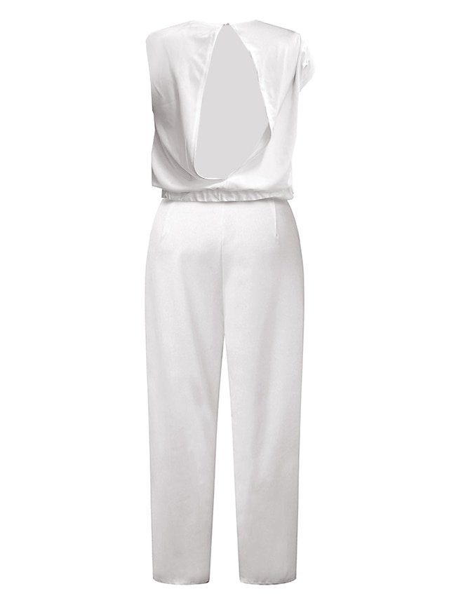 Elegant One Shoulder Wide Leg Formal Jumpsuit - Image 2