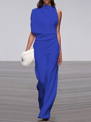Elegant One Shoulder Wide Leg Formal Jumpsuit - Image 4