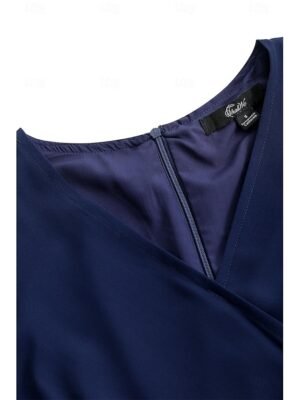 Elegant Pleated Ruffle Chiffon Crew Neck Sleeveless Midi Dress - Image 15