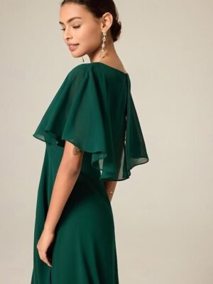 Elegant Pleated Ruffle Chiffon Crew Neck Sleeveless Midi Dress - Image 39