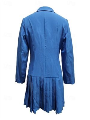 Elegant Pleated V Neck Long Sleeve Mini Dress - Image 8