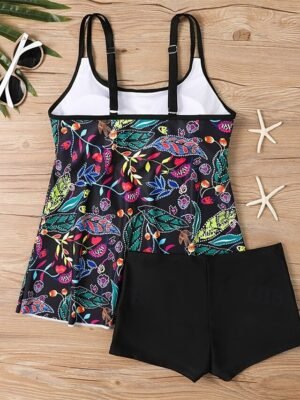 Elegant Plus Size Black White Sleeveless Tankini - Image 8