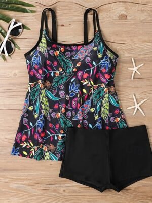 Elegant Plus Size Black White Sleeveless Tankini - Image 9