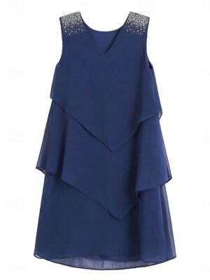 Elegant Plus Size Chiffon Ruffle Boat Neck Sleeveless Midi Dress - Image 19