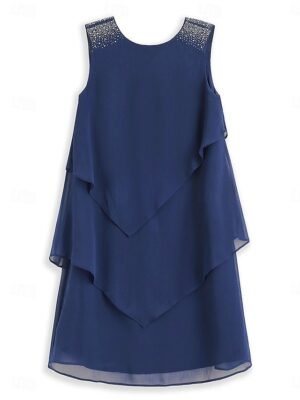 Elegant Plus Size Chiffon Ruffle Boat Neck Sleeveless Midi Dress - Image 20