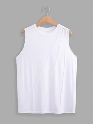 Elegant Regular Fit Asymmetrical Round Neck Sleeveless Top - Image 2