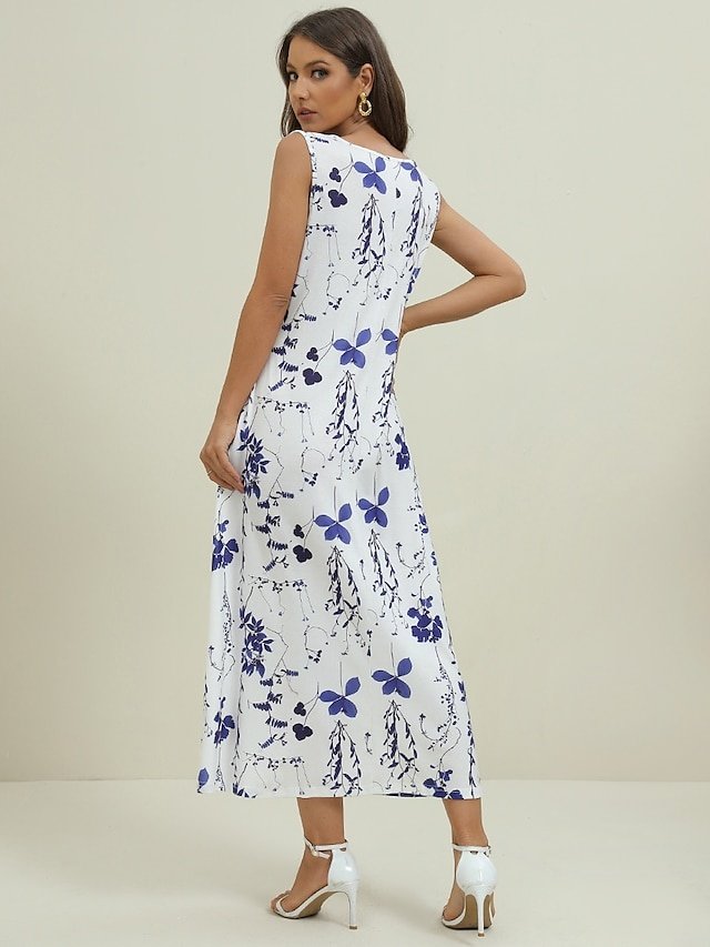 Elegant Regular Fit Floral Crew Neck Half Sleeve Midi Dress Set - Image 2