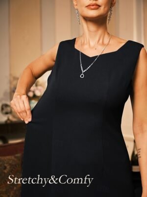 Elegant Regular Fit Floral Crew Neck Long Sleeve Tea Length Cocktail Dress Set - Image 27