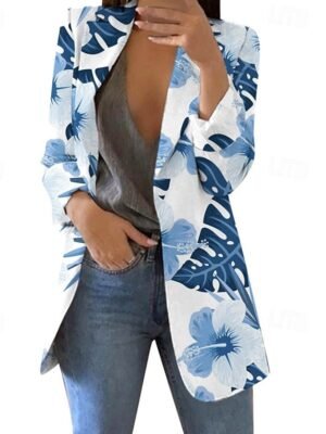 Elegant Regular Fit Floral Lapel Long Sleeve Cardigan - Image 1