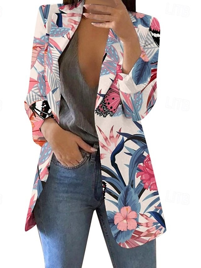 Elegant Regular Fit Floral Lapel Long Sleeve Blazer - Image 1