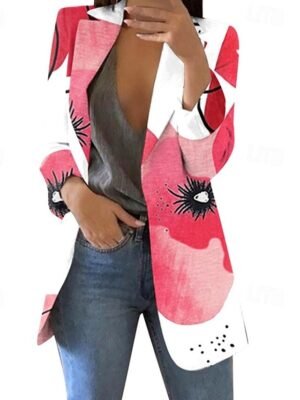Elegant Regular Fit Floral Lapel Long Sleeve Blazer - Image 1