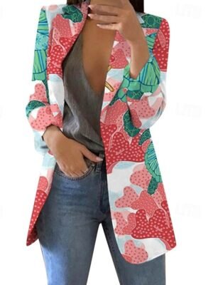 Elegant Regular Fit Floral Lapel Long Sleeve Cardigan - Image 2