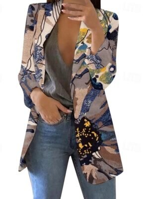 Elegant Regular Fit Floral Lapel Long Sleeve Blazer - Image 2