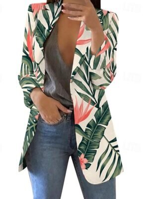 Elegant Regular Fit Floral Lapel Long Sleeve Blazer - Image 4