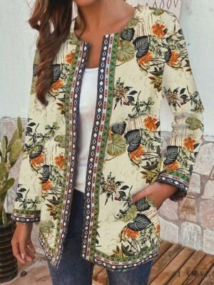 Elegant Regular Fit Floral Long Sleeve Blazer - Image 2