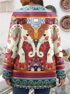 Elegant Regular Fit Floral Square Neck Long Sleeve Jacket - Image 12
