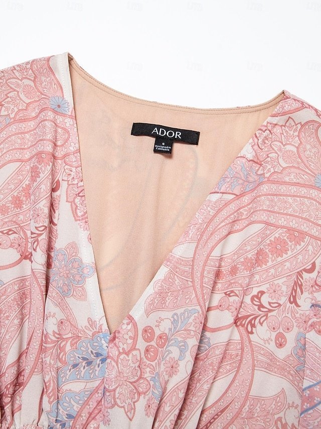 Elegant Regular Fit Floral V Neck Long Sleeve Maxi Chiffon Dress - Image 23