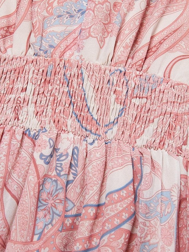 Elegant Regular Fit Floral V Neck Long Sleeve Maxi Chiffon Dress - Image 25