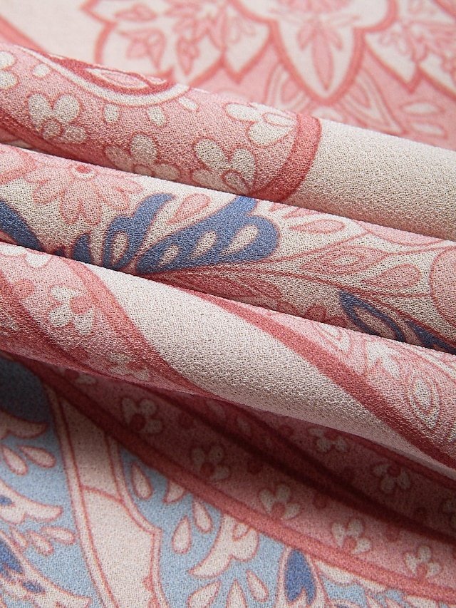 Elegant Regular Fit Floral V Neck Long Sleeve Maxi Chiffon Dress - Image 26