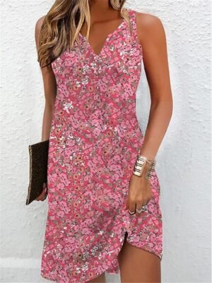 Elegant Regular Fit Floral V Neck Short Sleeve Knee Length Dress Set - Image 10