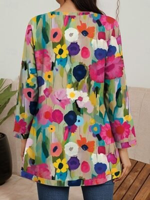 Elegant Regular Fit Geometric Print Long Sleeve Blazer - Image 12