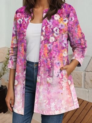Elegant Regular Fit Geometric Print Long Sleeve Blazer - Image 13